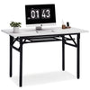 Folding Table Study Writing Desk Workstation Dining Hall Table Shelf Metal Wood