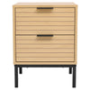 2 Drawers Wooden Bedside Cabinet Bedroom Furniture Storage Nightstand Metal Legs