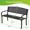 2-3-Person Patio Bench 127CM Garden Bench with Armrests Black