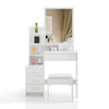 White Dressing Table with Mirror Stool 6 Tiers 4 Drawers Bedroom Dressing Table