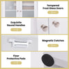 Tall Bathroom White Storage Cabinet Tempered Glass Door Pantry Cabinet