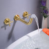 Bathroom Brass 2 Handles Wall Mounted Swivel Spout Sink Faucet Basin Mixer Taps