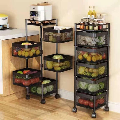 6 Tier Kitchen Rotating Storage Trolley Cart With Wheels Utility Vegetable Okuhm