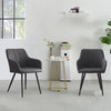 2Pcs Grey Faux Leather Dining Chairs Office Chairs Padded Seat Kitchen