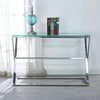 Tempered Glass Side Console Table Hallway Rectangular Desk X Shape Metal Frame