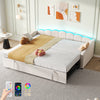 Day Bed LED Upholstered 3ft Single Sofa Bed with Trundle Bed Velvet Fabric Bed