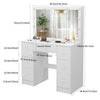 Large White Dressing Table with LED Light Mirror Vanity Make up Desk 7 Drawers