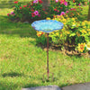 30'' Height Flower Glass Bird Bath w/ Metal Stake Outdoor Garden Yard Birdbath