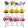 3-Tier Mobile Flower Plant Display Stand Shelf W/ Buckets for Flower Shop Garden