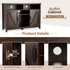 Buffet Storage Cabinet Farmhouse Sideboard w/9-Bottle Wine Rack-Brown
