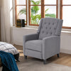 Grey Single Sofa Chair, 140° Reclining Backrest Lounge Armchair with Wooden Legs
