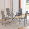 Round Clear Tempered Glass Silver Chromed Leg Dining Table Diningroom Livingroom