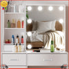 Bedroom Dressing Table Mirror with Lights Stool Makeup Vanity Set Desk，6 Drawers