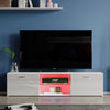 Modern High Gloss 2 Door TV Stand Unit Cabinet Entertainment Lowboard LED Light