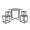 Industrial Table and 4 Stools Rustic Brown Kitchen Breakfast Dining Set of 5