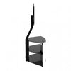 Curved Glass TV Stand for Up To 65" Gloss, Open Storage, White with Black Glass