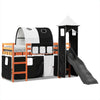 ' Loft Bed with Tower White&Black 90x200 Solid Wood Pine T8E2