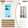 71" Display Cabinet with Glass Doors, Modern Curio Cabinet with 3 Color Lights