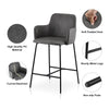2PCs Faux Leather Bar Stool Breakfast Kitchen Bar Chair w/ Backrest Footrest