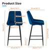 Bar Stools Blue Kitchen Counter Chairs Set of 2 Velvet-Touch Dining Chairs