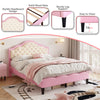 Double Upholstered Bed Frame 135x190 cm with Adjustable Button-Tufted Headboard