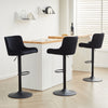 2Pcs Bar Stool Velvet Padded Swivel Gas Lift Breakfast Chair With Metal Base
