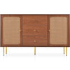 Wooden Sideboard Buffet Storage Cabinet Cupboard with 2 Rattan Doors & 3 Drawers