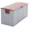 Brown&Grey 290L Plastic Storage Box Patio Gardening Tools Chest Box with Wheels