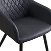 2 Pcs Grey PU Faux Leather Dining Chairs Diamond Dining Room Kitchen Chairs