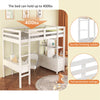High Sleeper Bunk Bed, 3ft Solid Pine Wood Kids Loft Bed Frame With Desk Storage