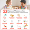 Wooden Kids Pretend Play Kitchen w/ Large Fridge & Ice Maker-Pink
