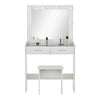 Modern Dressing Table White Makeup Desk LED Mirror Drawer Stool Vanity Bedroom