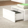 LED Coffee Table with Storage, High Gloss Living Room Table, White