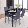 4x Grey Faux Leather Dining Chairs&Black Tempered Glass Dining Table Dining Set