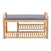 Grey Upholstered Shoe Bench Stool Shoes Rack Storage Shelf Entryway Hallway Seat
