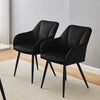 2Pcs Velvet Dining Chairs Black Cushion Padded Seat Metal Legs Armchair