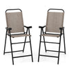 2Pcs Garden Patio Chairs Folding Bar Stool Set High Top Bar Chair Leisure Chairs