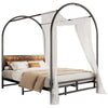 CANOPY BED FRAME METAL 4FT6 DOUBLE BED WITH HEADBOARD & HEAVY DUTY SLAT SUPPORT