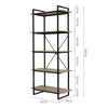 5 Tier Bookcase Bookshelf Industrial Wooden Storage Shelf Metal Frame 180cm UK