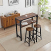 3 Space Saving Industrial Kitchen Bar Table Stool Set Breakfast Dining Chair Set