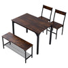Wood Dining Table and 2 Chair with Bench 4 in 1 Restaurant Kitchen Furniture Set