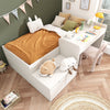 Single Bed 3ft Solid Wood Kids Bed with Desk and Drawers Bed Frame with Storage