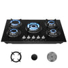 Gas Hob 77 cm 5 Burners Built-in Cooktop Gas Cooker Glass Ceramic Surface Black