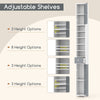 Slim Bathroom Tall Cabinet Floor Storage Cabinet Organizer-Grey+White