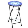 Outdoor Plant Stand Folding Mosaic Side Table Round End Table w/Ceramic Tile Top