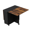 Vintage Wooden Drop Leaf Dining Table & 4 Stools Set Foldable Kitchen Furniture