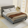 Double Size Upholstered Bed Frame w/ Sheep Plush Headboard，Wooden Slats Yzsfgucv