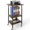 3-Tier Printer Cart with Storage Shelves & Locking Wheels-Brown