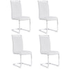 Dining Chairs Set of 4 Faux Leather with Stylish Cantilever Metal Frame White