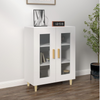 Small White Glass Display Cabinet MODERN Cupboard Wooden Sideboard Storage Unit
